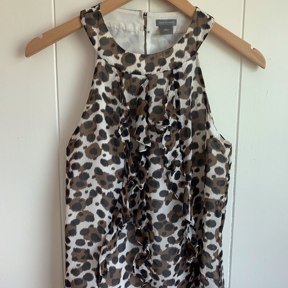 Ann Taylor 100% silk animal print blouse